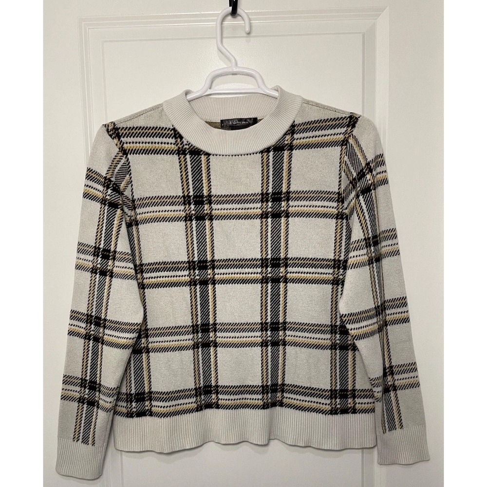 Altar'D State Plaid Long Sleeve Mom Sweater Crew Neck‎ Soft Womens XL Minimalist